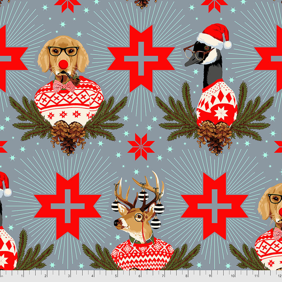 Free Spirit | Tula Pink | Holiday Homies Flannel | Buck, Buck, Goose | Blue Spruce