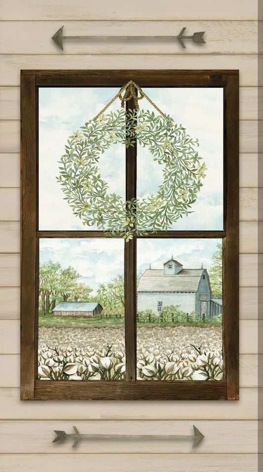 P&B Textiles | Farm View | Pastoral Landscape Window Panel