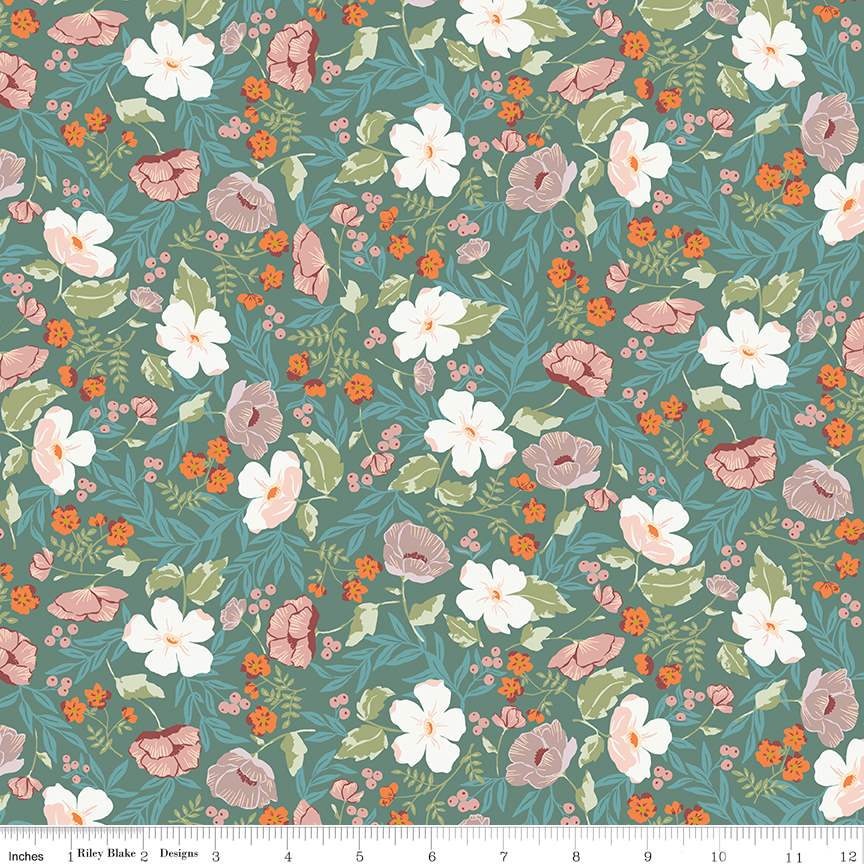 Riley Blake | Winged Melody | Boho Blooms | Teal
