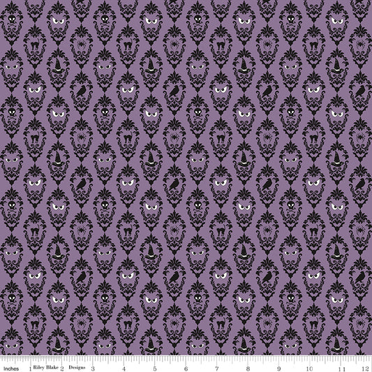 Riley Blake Designs | Cobweb Cottage | Damask Purple Glow in the Dark | Purple | GC19083-PURPLE