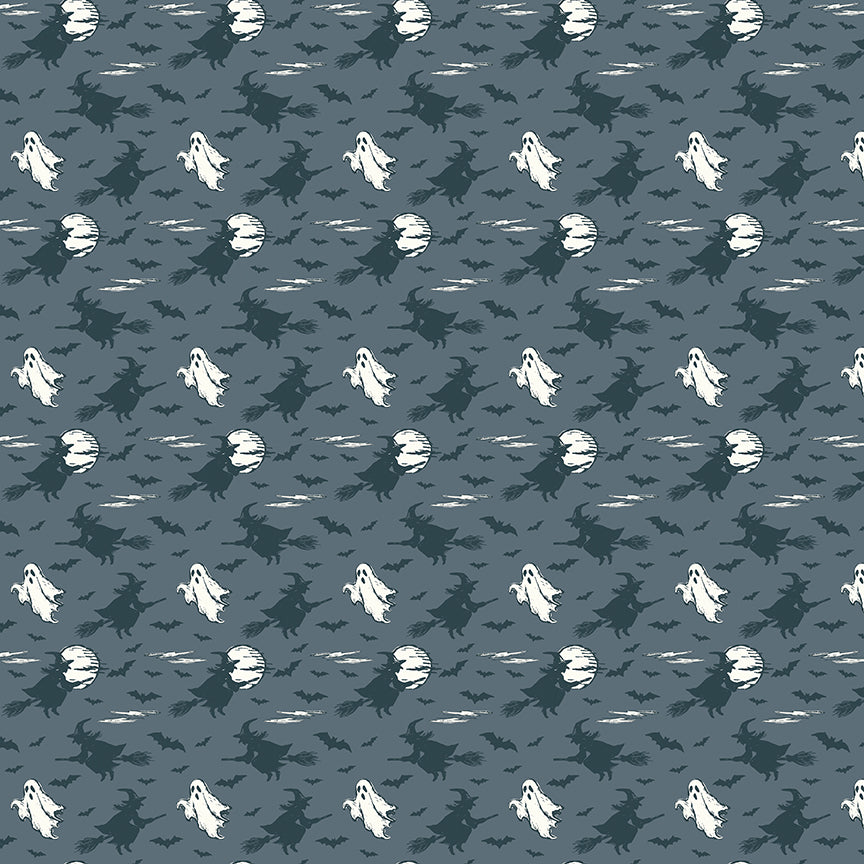 Riley Blake Designs | Cobweb Cottage | Halloween Skies Thunder Glow in the Dark | Gray | GC19084-THUNDER