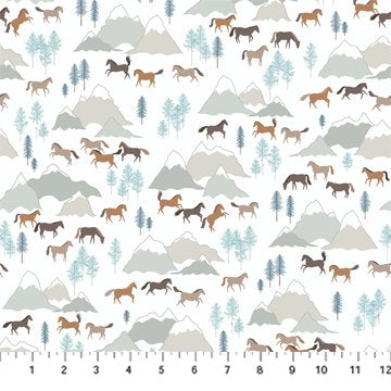 FIGO Fabrics | Horizon | White Multi | Horses