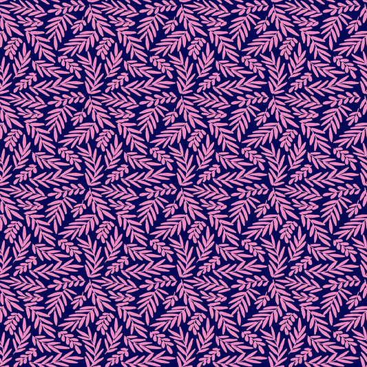 Paintbrush Studio | Vibrant Blooms Ferns | Navy
