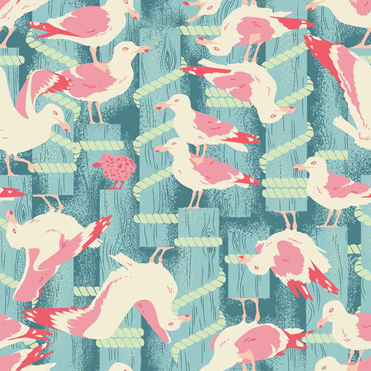 Paintbrush Studio | Gulls Just Wanna Have Fun | Seagulls on the Pier | Green