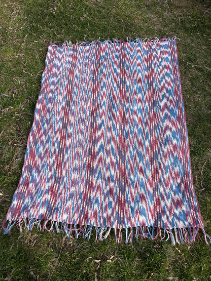 Handmade Afghan | Mauve, Pink, Blue and White | Curated Collection