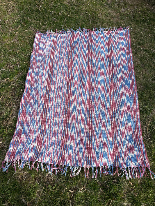 Handmade Afghan | Mauve, Pink, Blue and White | Curated Collection