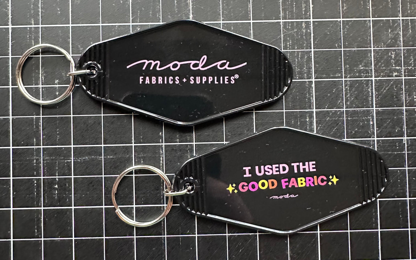 Moda | Keychain | I Used the Good Fabric | Hotel Key Style with Moda Fabrics Branding