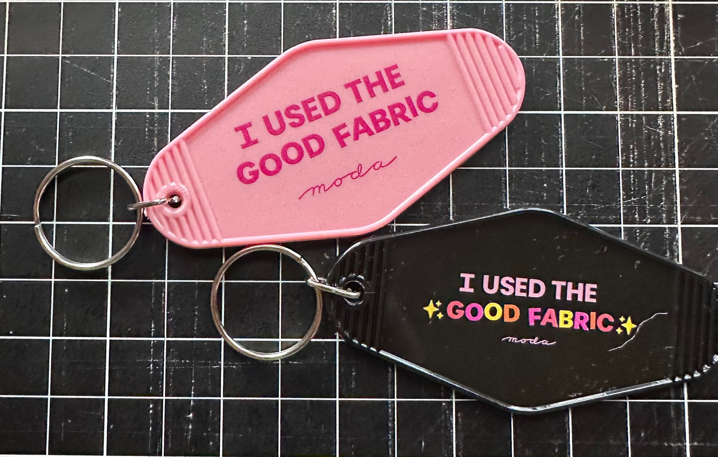 Moda | Keychain | I Used the Good Fabric | Hotel Key Style with Moda Fabrics Branding