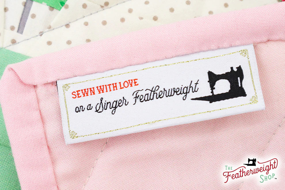 Labels, Featherweight Sewn with Love Set of 10 Woven Sew-In Tags - Singer Featherweight