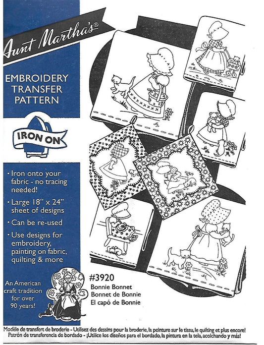 Aunt Martha’s | Embroidery Transfer Pattern | #3920 Bonnie Bonnet
