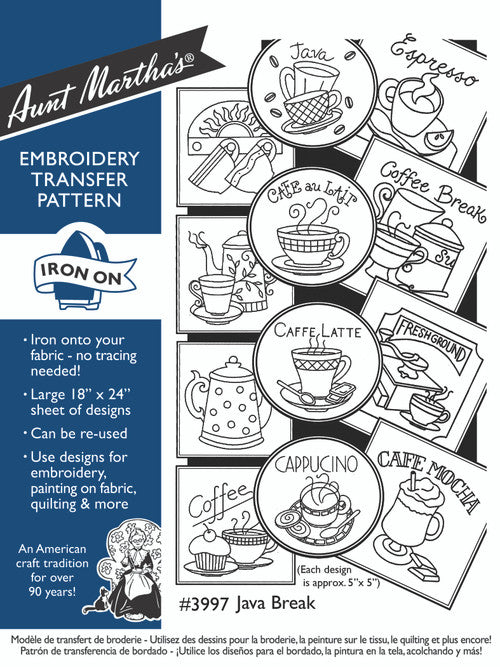 Aunt Martha’s | Embroidery Transfer Pattern | #3997 Java Break