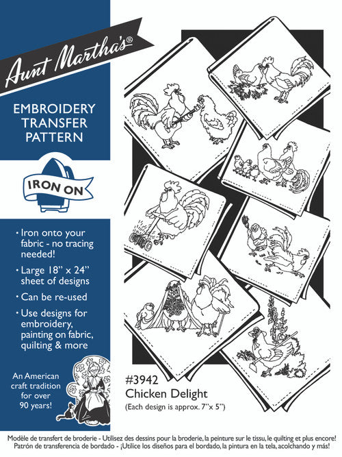Aunt Martha’s | Embroidery Transfer Pattern | #3942 Chicken Delight