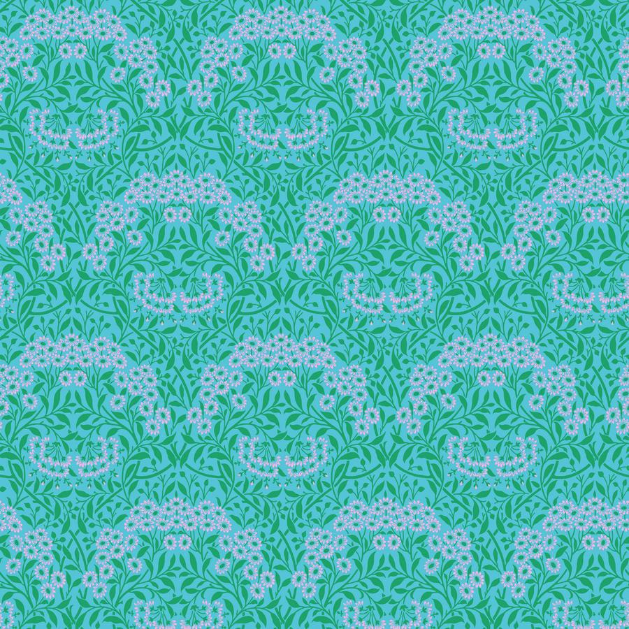 Free Spirit | Kaffe x Morris & Co. | Michaelmas Daisy | Aqua
