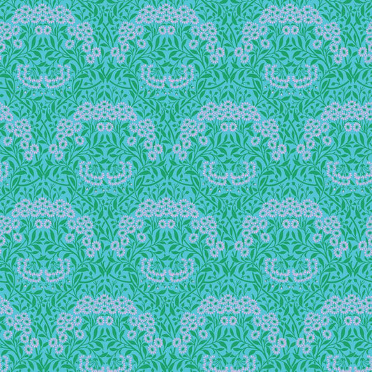 Free Spirit | Kaffe x Morris & Co. | Michaelmas Daisy | Aqua