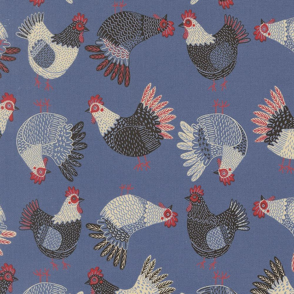 Moda | The HenHouse | Gingiber | Tossed Chickens | Cobalt