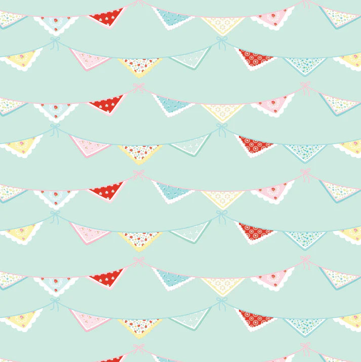 Poppie Cotton | Market Day | MK24555 | Bunting Print Mint