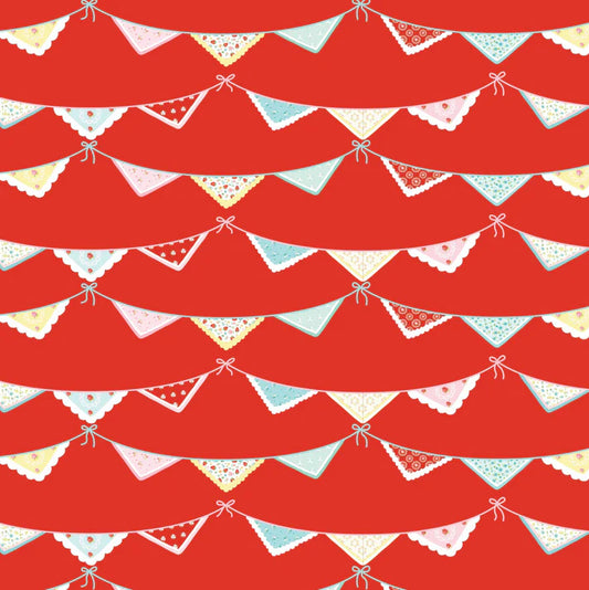 Poppie Cotton | Market Day | MK24553 | Bunting Print Red