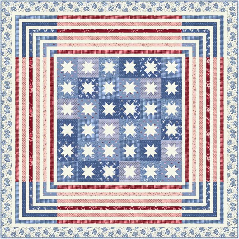 Moda | Hollyhocks & Roses | My Home Sweet Home | DIGITALLY PRINTED QUILT TOP