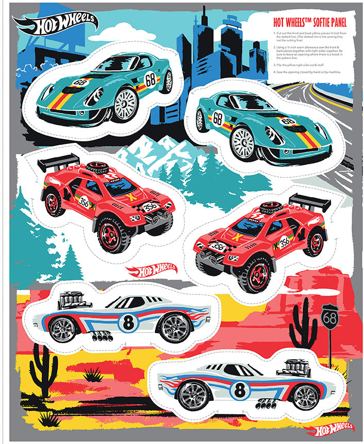 Hot Wheels™ Drive Around the World 35 1/2" x 43 1/2" Hot Wheels™ Softie Panel