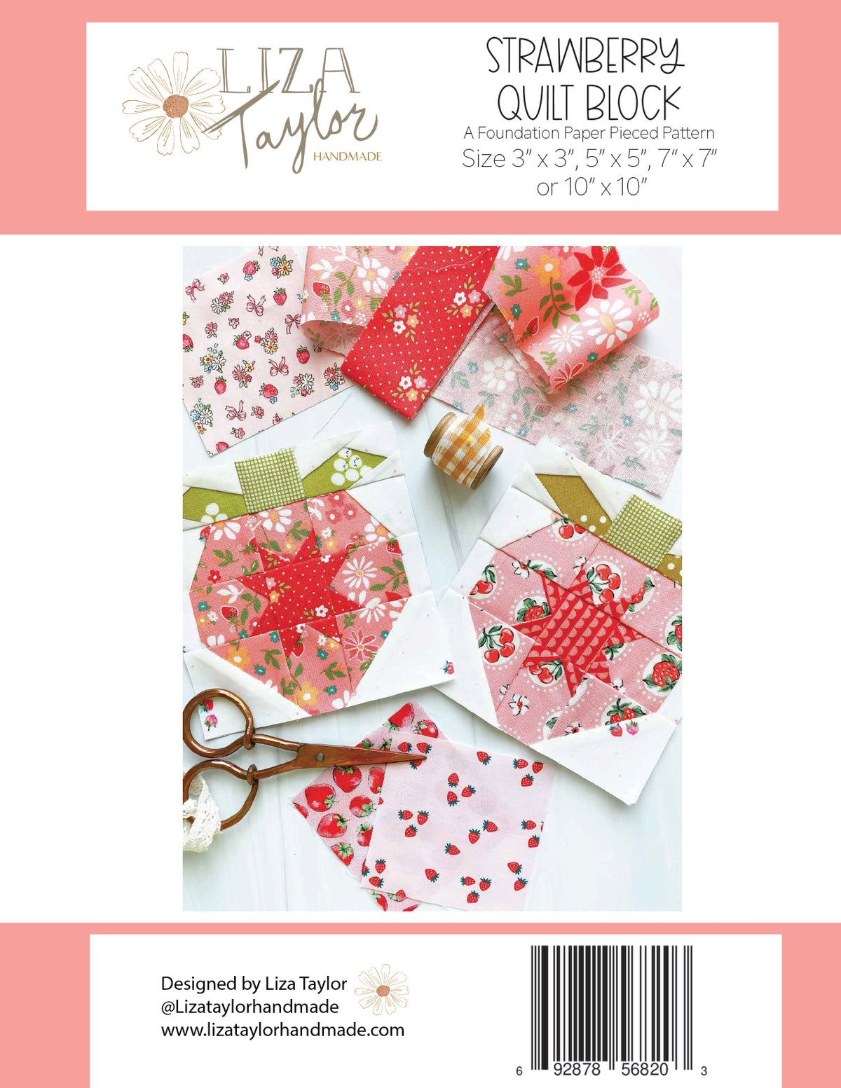 Riley Blake Designs | Liza Taylor Handmade | Strawberry Quilt Block Pattern | P260-STRAWBERRY