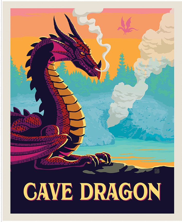 Riley Blake Designs | Legends of the National Parks | Legends of the National Parks 35 1/2" x 43 1/2" Cave Dragon Panel | PD19165-PANEL