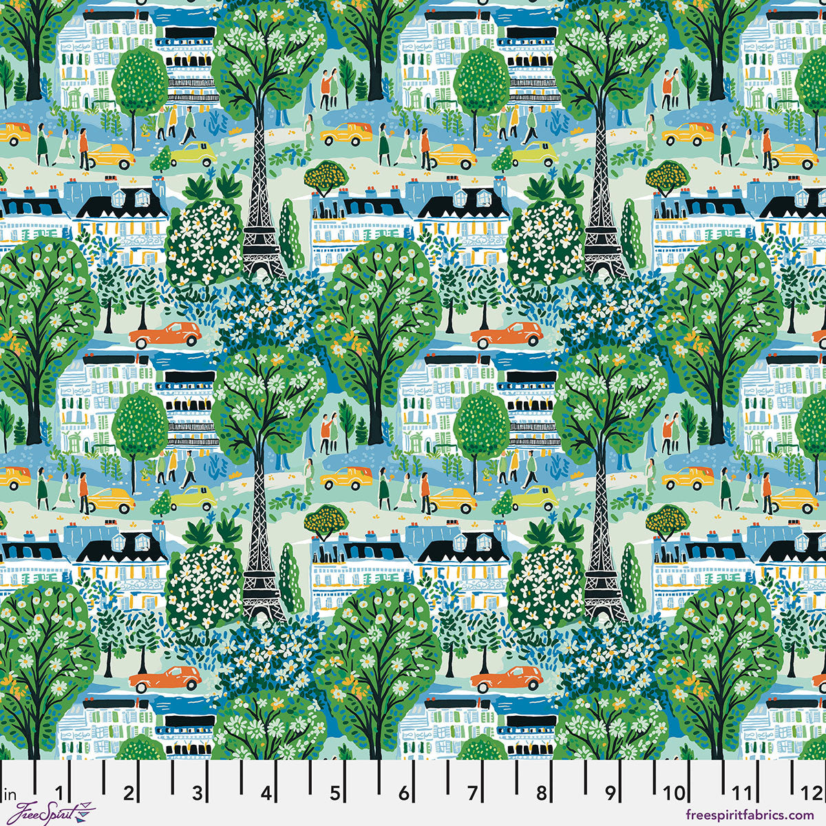 Meet Me in Paris - Sky Stannie & Lloyd FreeSpirit cotton fabric