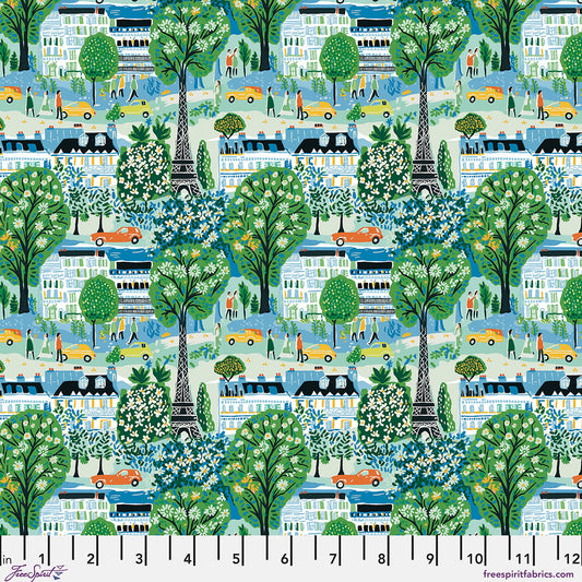 Meet Me in Paris - Sky Stannie & Lloyd FreeSpirit cotton fabric