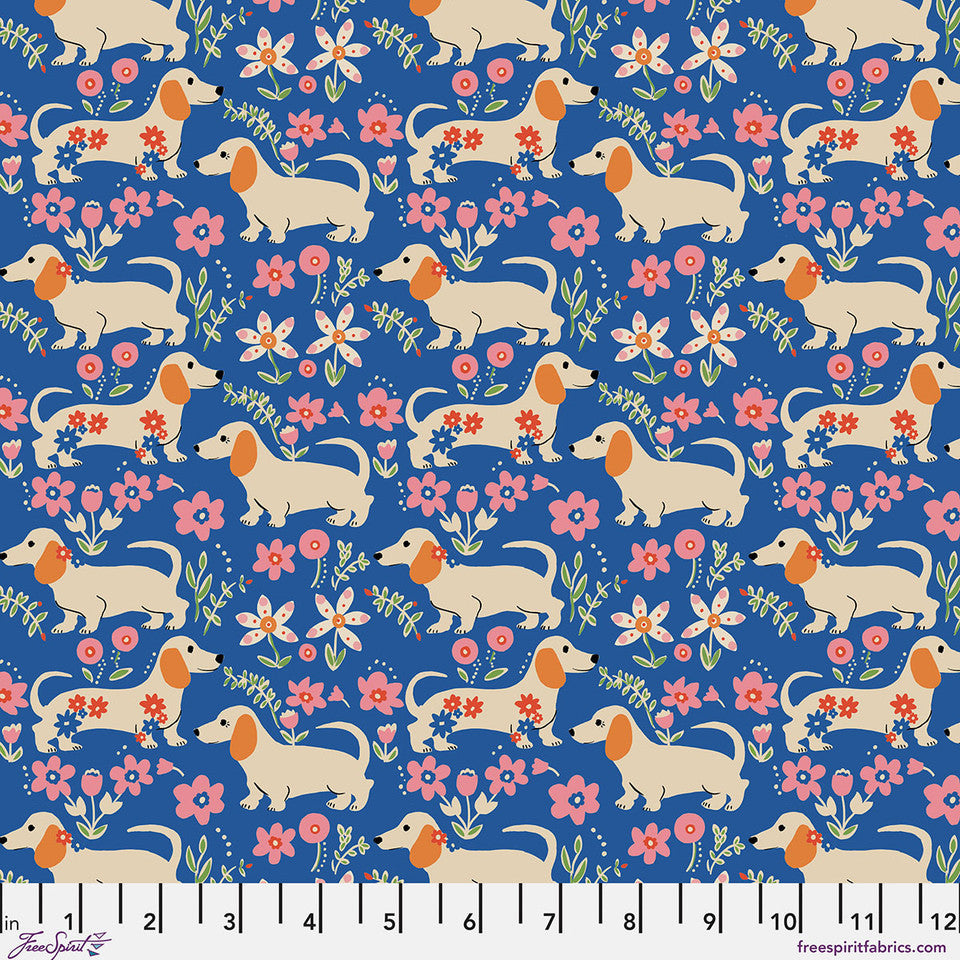 Pemberley Pups - Delft Stannie & Lloyd FreeSpirit cotton fabric