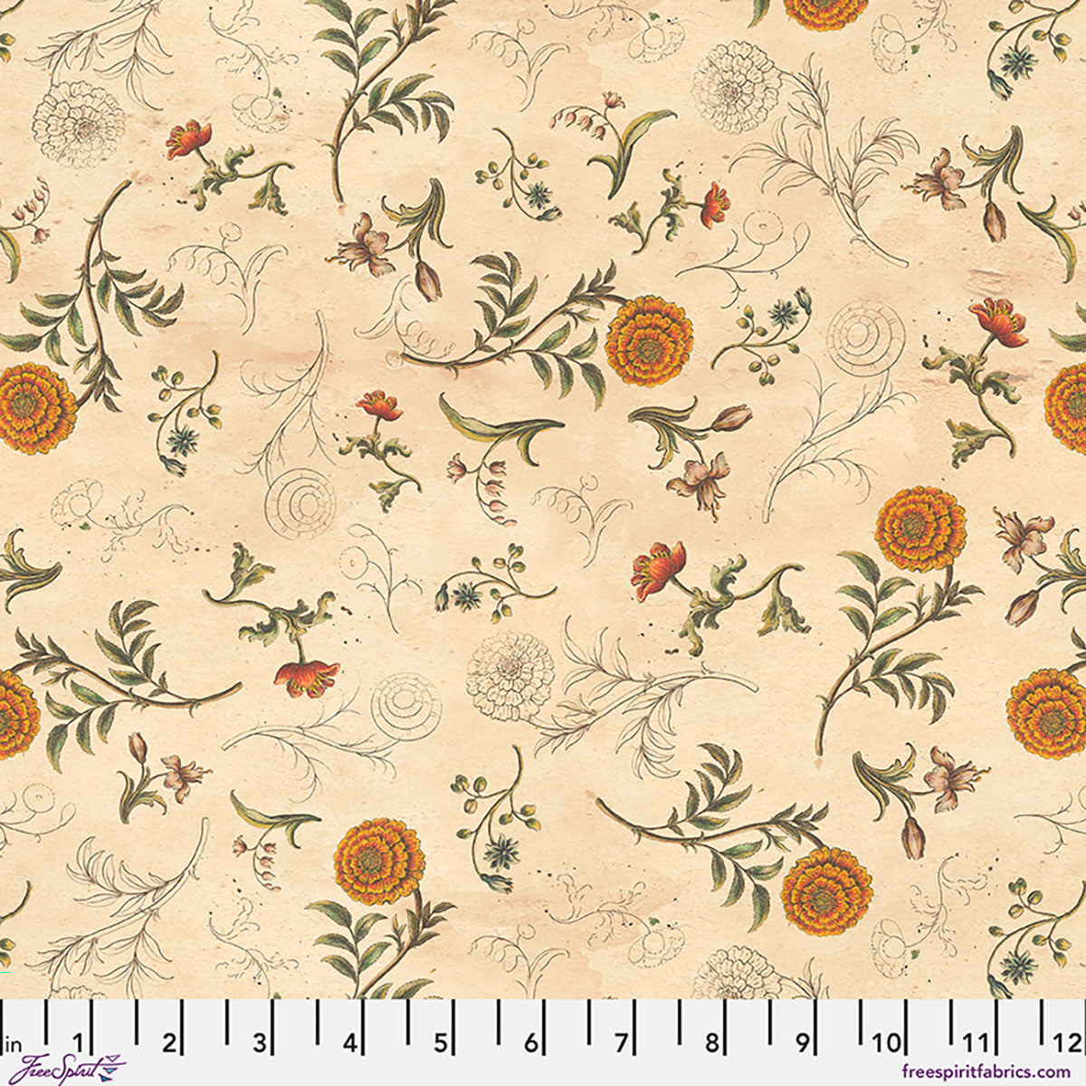 Orange Sketchbook fabric in Orange by Tim Holtz for FreeSpirit