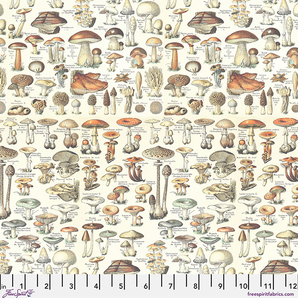 Orange Toadstools fabric in Orange by Tim Holtz for FreeSpirit