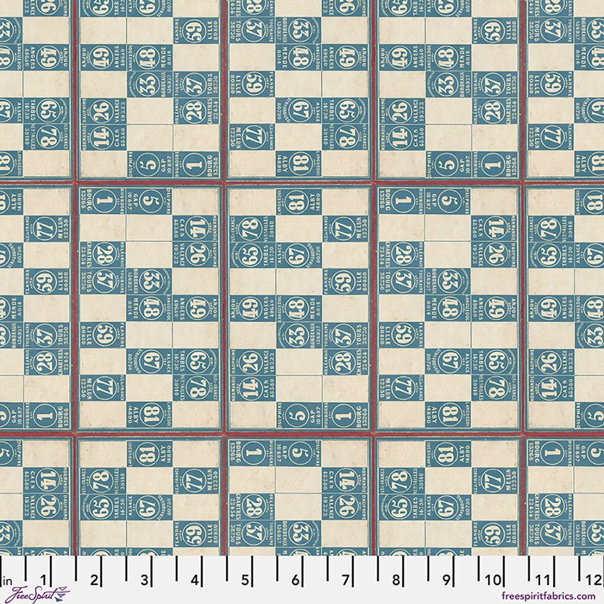 Blue Numbers fabric in Blue by Tim Holtz for FreeSpirit