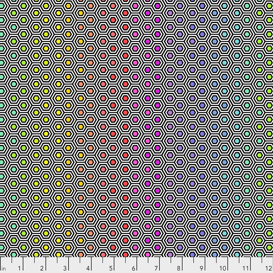 Hexy Rainbow - Ink Tula Pink True Colors FreeSpirit fabric