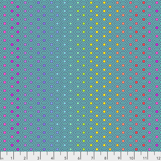 Hexy Rainbow - Peacock Tula Pink True Colors FreeSpirit fabric