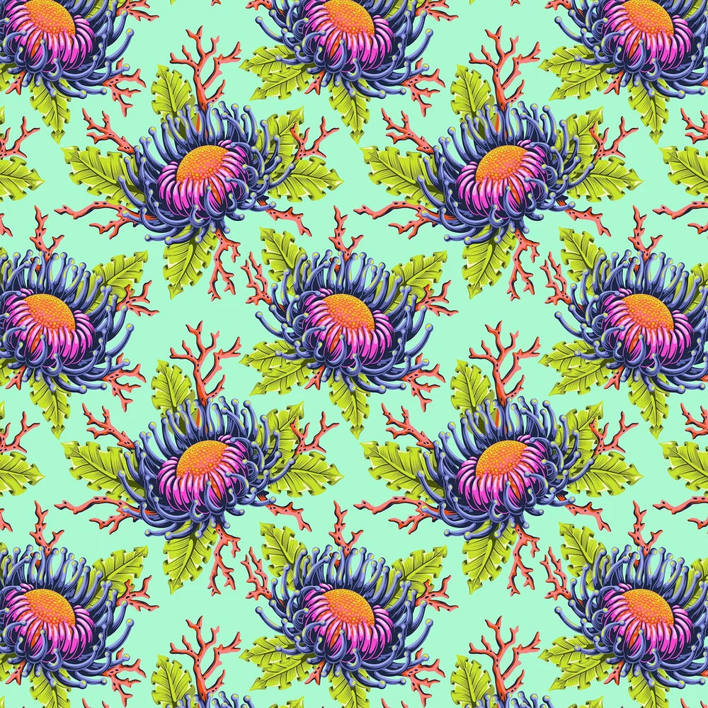 Free Spirit | Tula Pink | Floral Reef | Friends & Anemones | Seafoam