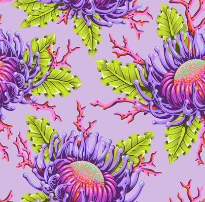 Free Spirit | Tula Pink | Floral Reef | Friends & Anemones | Ultraviolet