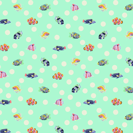 Free Spirit | Tula Pink | Floral Reef | School Crossing | Seafoam