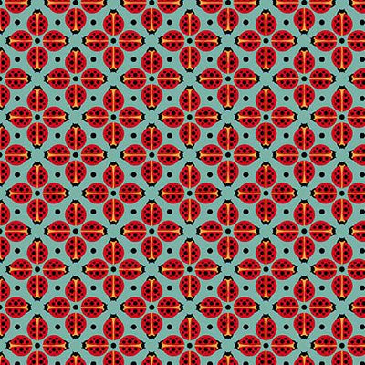 QT Fabrics | Poppy Gala | Set Ladybugs | Aqua