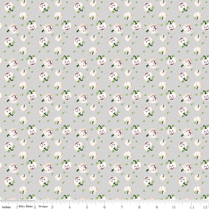 Riley Blake Designs | Cobweb Cottage | Pumpkin Toss Silver Sparkle | Silver | SC19082-SILVER