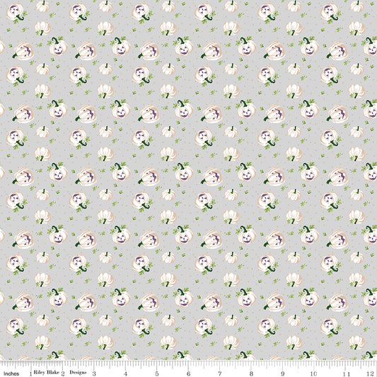 Riley Blake Designs | Cobweb Cottage | Pumpkin Toss Silver Sparkle | Silver | SC19082-SILVER