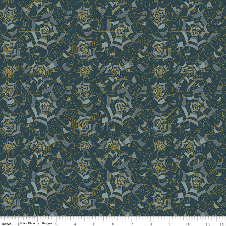 Riley Blake Designs | Cobweb Cottage | Cobwebs Blackboard Sparkle | Black | SC19085-BLACKBOARD
