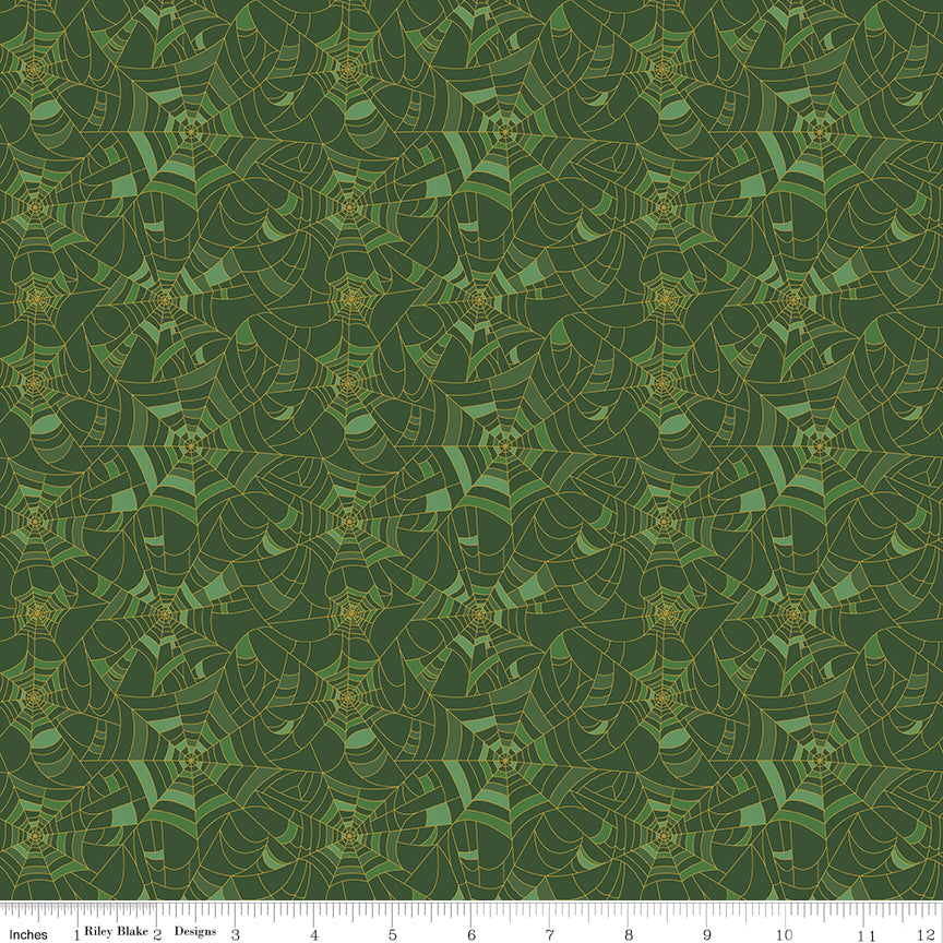 Riley Blake Designs | Cobweb Cottage | Cobwebs Pickle Sparkle | Green | SC19085-PICKLE