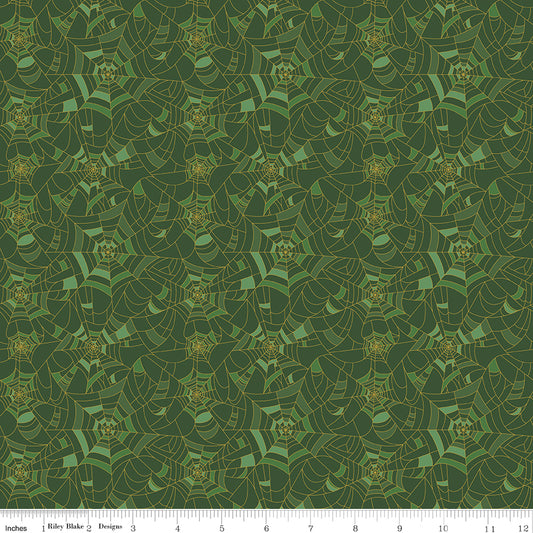 Riley Blake Designs | Cobweb Cottage | Cobwebs Pickle Sparkle | Green | SC19085-PICKLE
