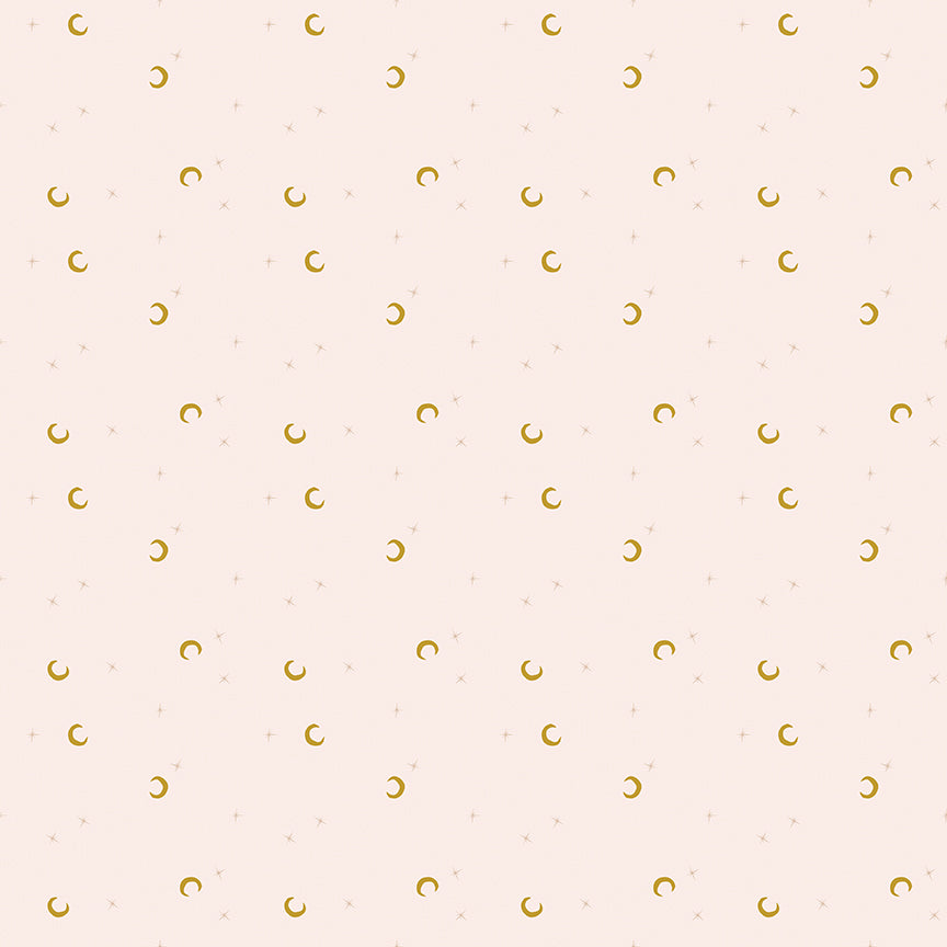 Riley Blake Designs | Cobweb Cottage | Moon and Stars Champagne Pink Sparkle | Pink | SC19086-CHAMPAGNEPINK
