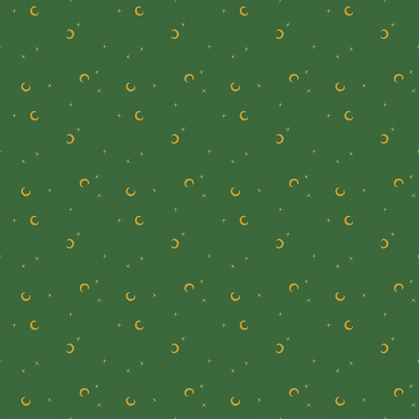 Riley Blake Designs | Cobweb Cottage | Moon and Stars Pickle Sparkle | Green | SC19086-PICKLE