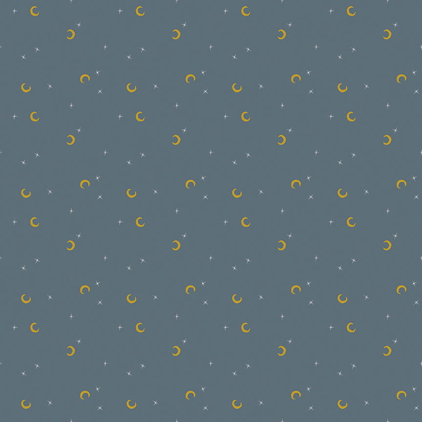 Riley Blake Designs | Cobweb Cottage | Moon and Stars Thunder Sparkle | Gray | SC19086-THUNDER