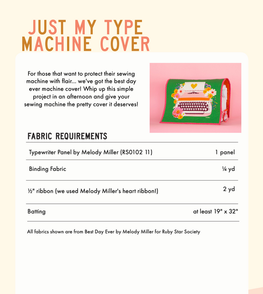 Free Pattern | Ruby Star Society | Just My Type Machine Cover