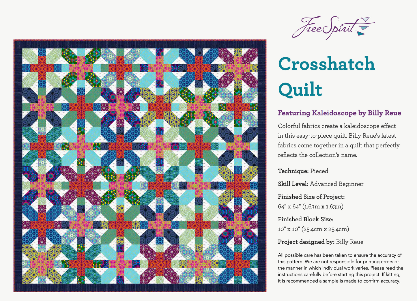 Free Pattern | FreeSpirit | Crosshatch Quilt by Billy Reue