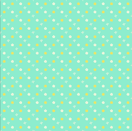 Otter Romp - Tiny Flowers - Turquoise