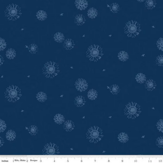 Riley Blake | Honey Bees & Flowers Please | Sunflower | Navy | Tara Reed