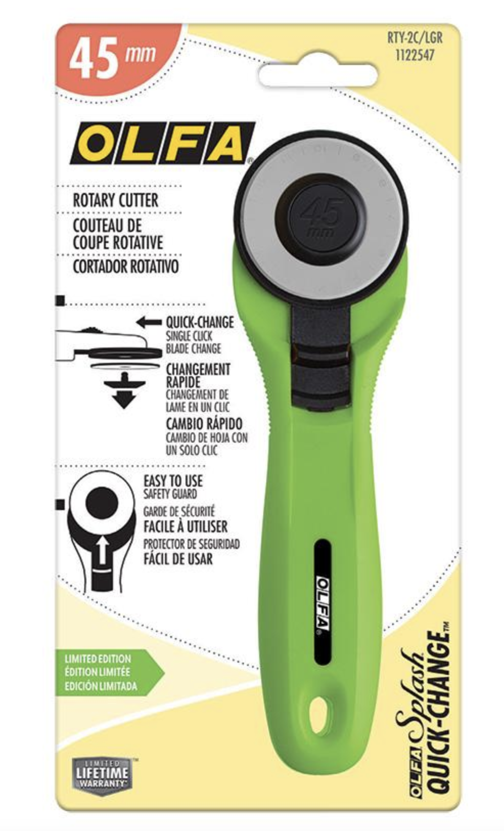 Olfa | 45 MM Rotary Cutter | Lime Green